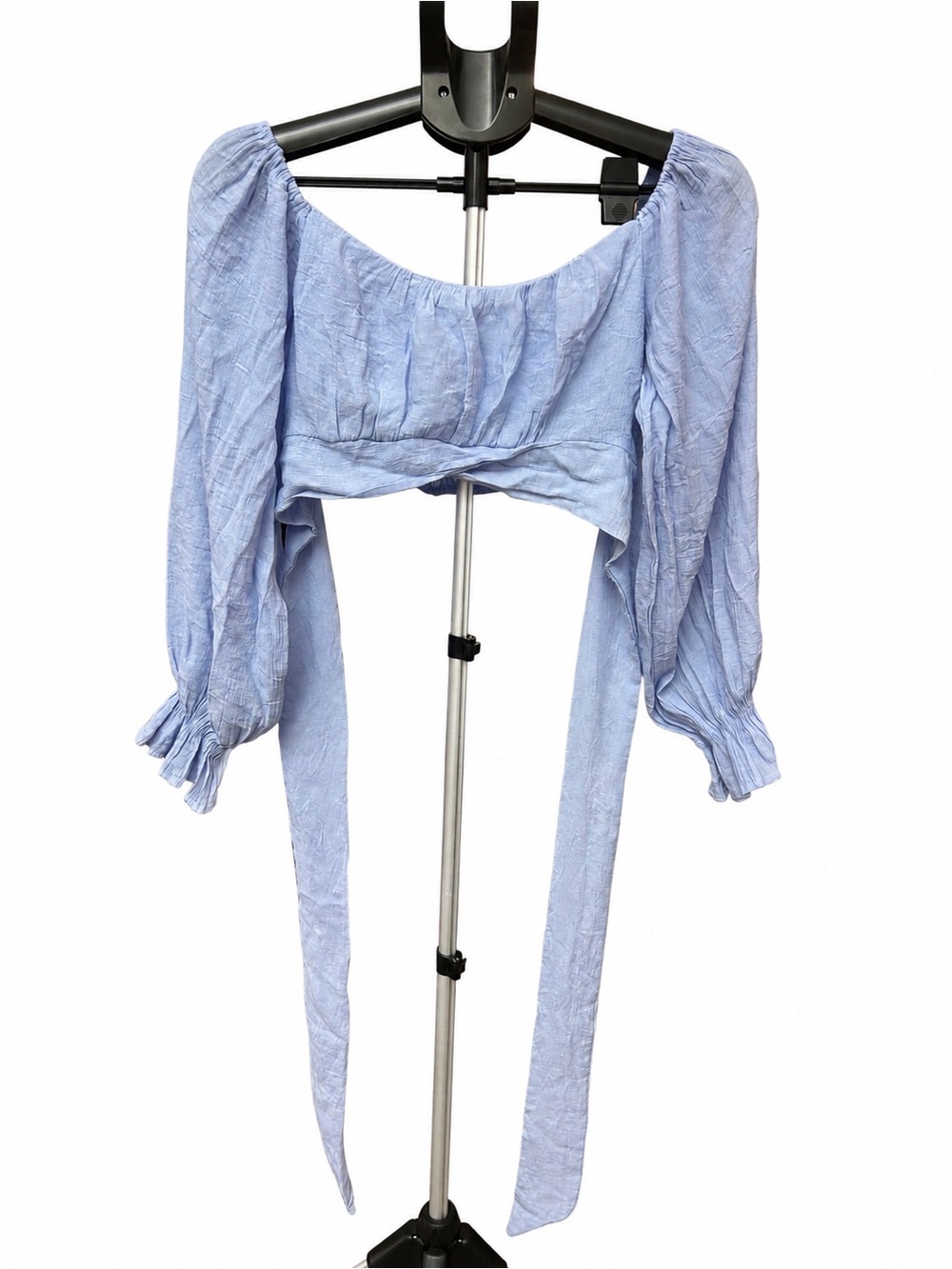 SHEIN Light Blue Off-Shoulder Tie-Back Crop Top